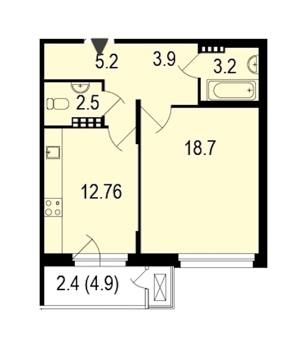 1-комнатная, 49 м² — ЖК ЖК Жемчужный берег