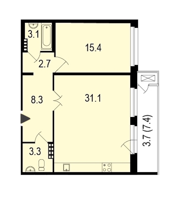 1-комнатная, 67 м² — ЖК ЖК Жемчужный берег