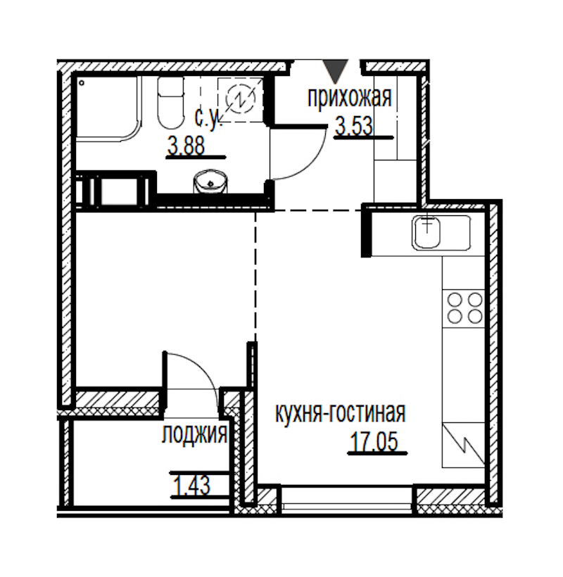 Студия, 26 м² — ЖК ЖК ID Мурино (Айди Мурино)