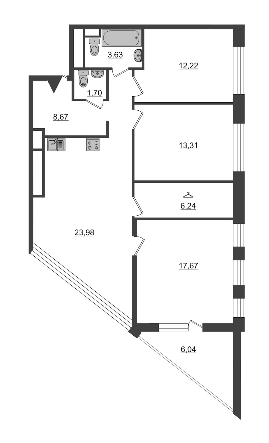 3-комнатная, 90 м² — ЖК ЖК Нью Тайм (New Time)