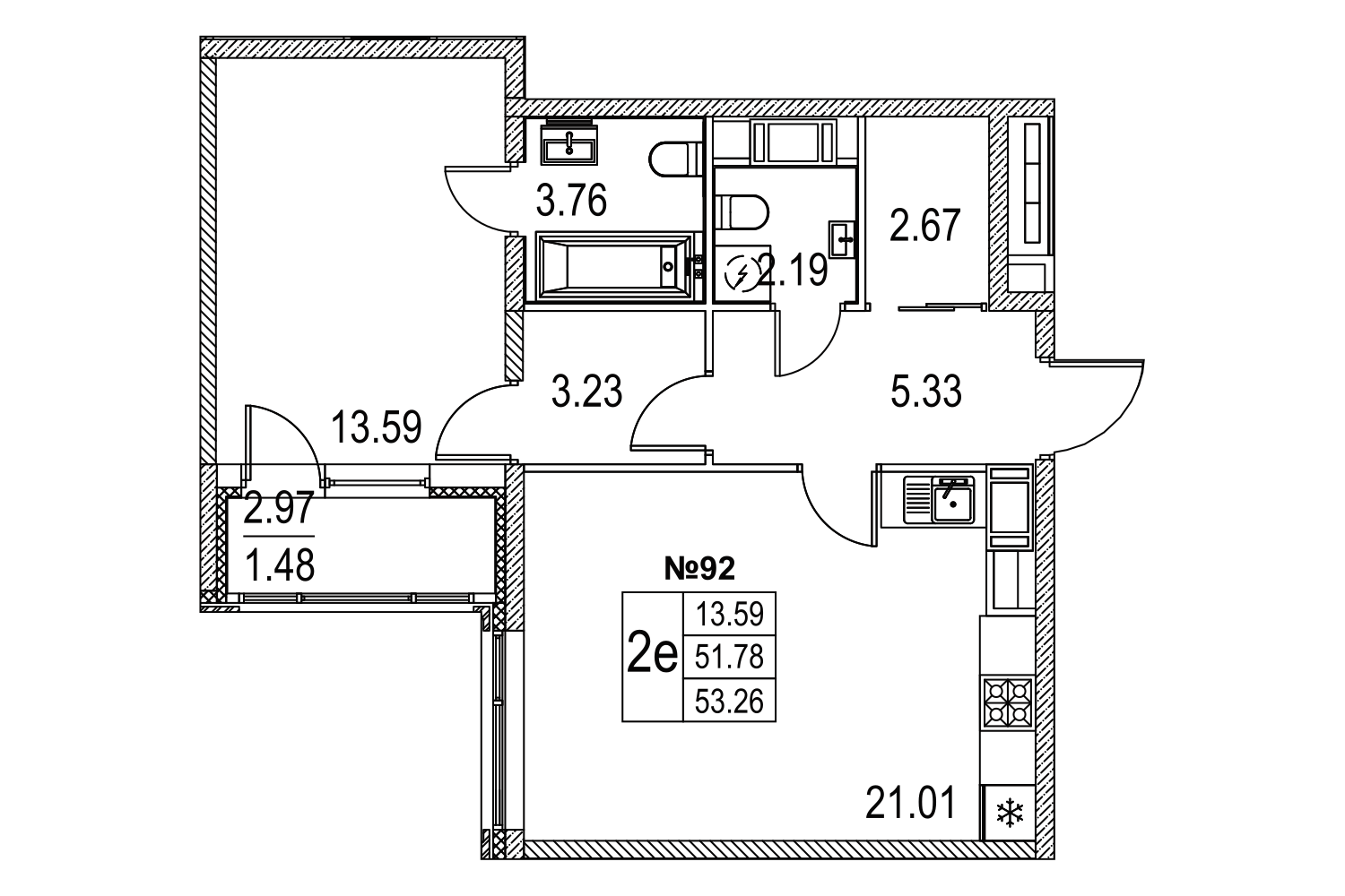 1-комнатная, 53 м² — ЖК ЖК Лиговский сити - Второй квартал (Ligovsky City)