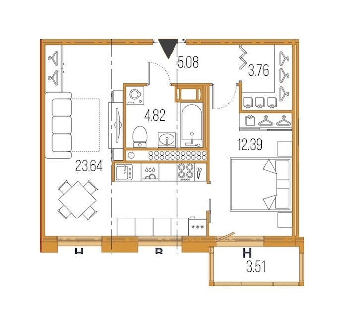 1-комнатная, 50 м² — ЖК ЖК Legenda Героев
