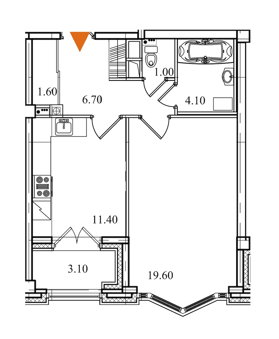 1-комнатная, 44 м² — ЖК ЖК Victory Plaza (Виктори Плаза)