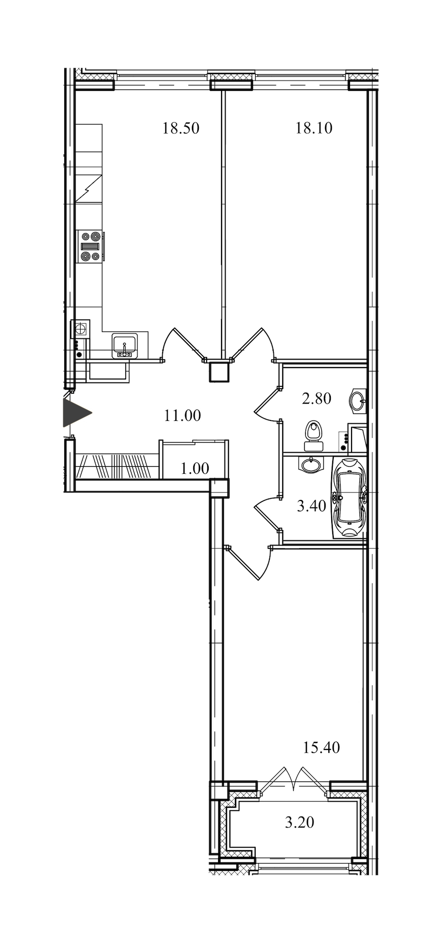 2-комнатная, 70 м² — ЖК ЖК Victory Plaza (Виктори Плаза)