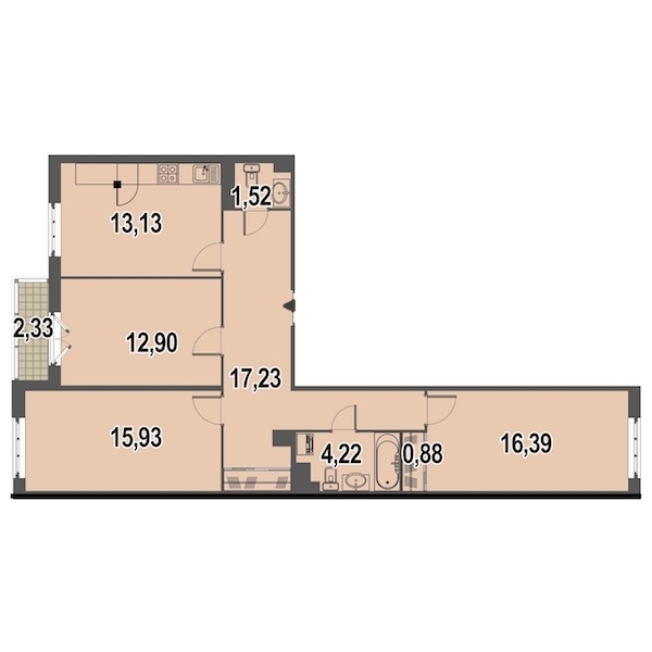 3-комнатная, 83 м² — ЖК ЖК Дом у Каретного