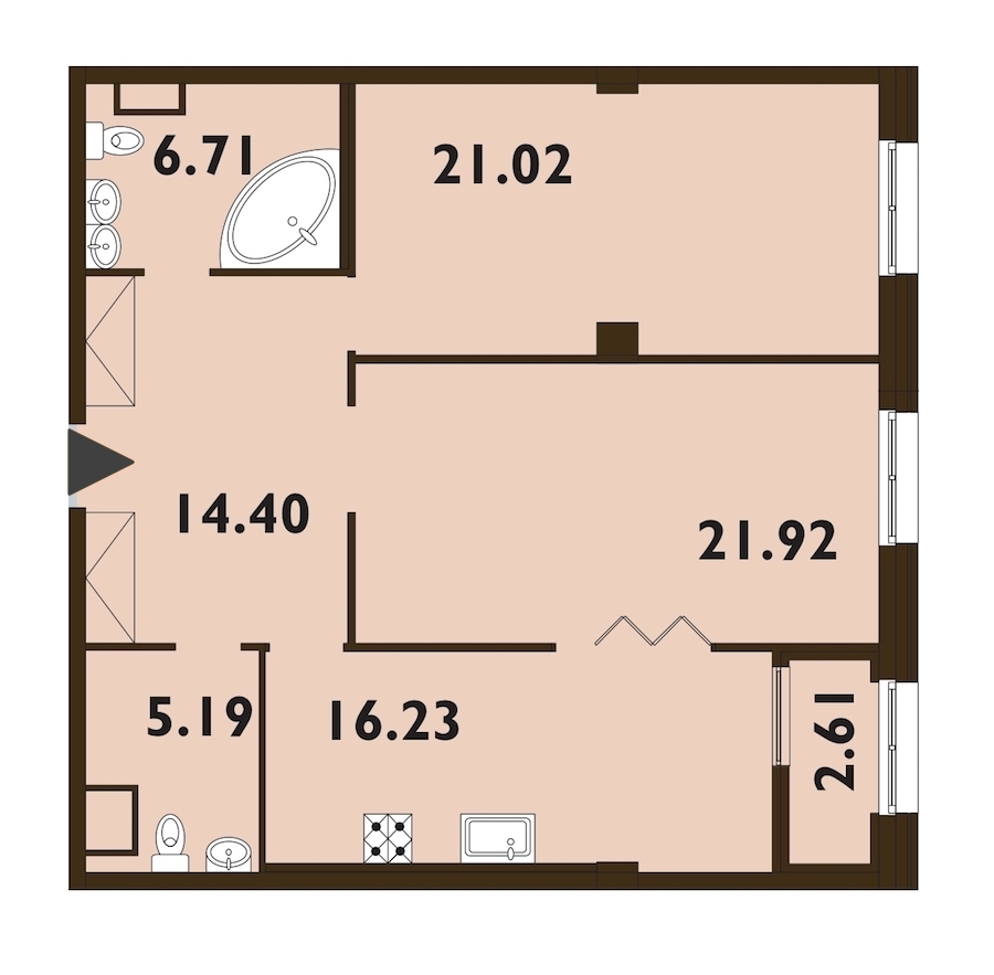 2-комнатная, 87 м² — ЖК ЖК Neva Haus (Нева Хаус)