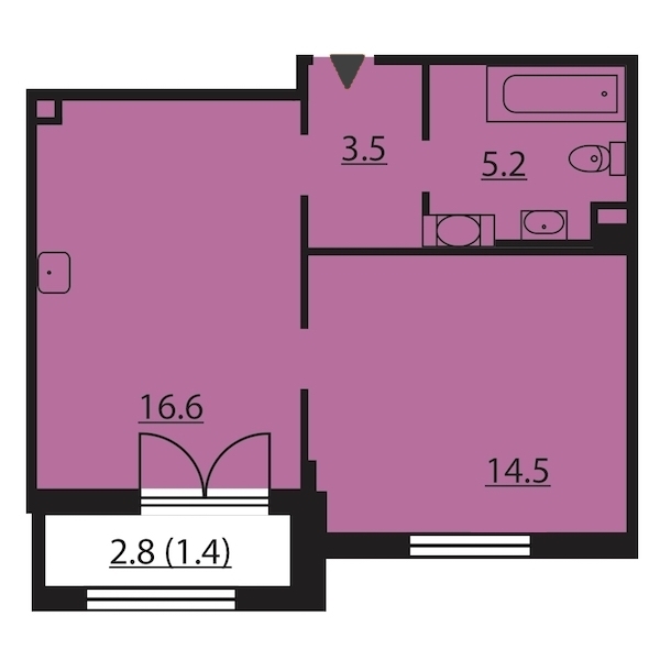 1-комнатная, 41 м² — ЖК ЖК Цивилизация на Неве