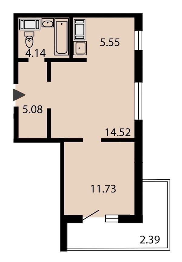1-комнатная, 43 м² — ЖК ЖК Звездный дуэт