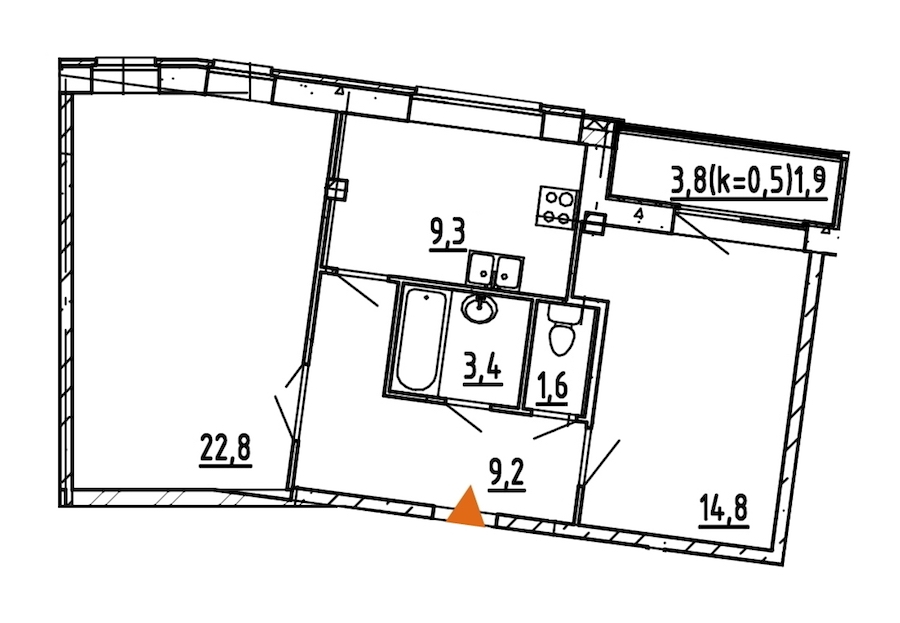 2-комнатная, 63 м² — ЖК ЖК Эталон на Неве
