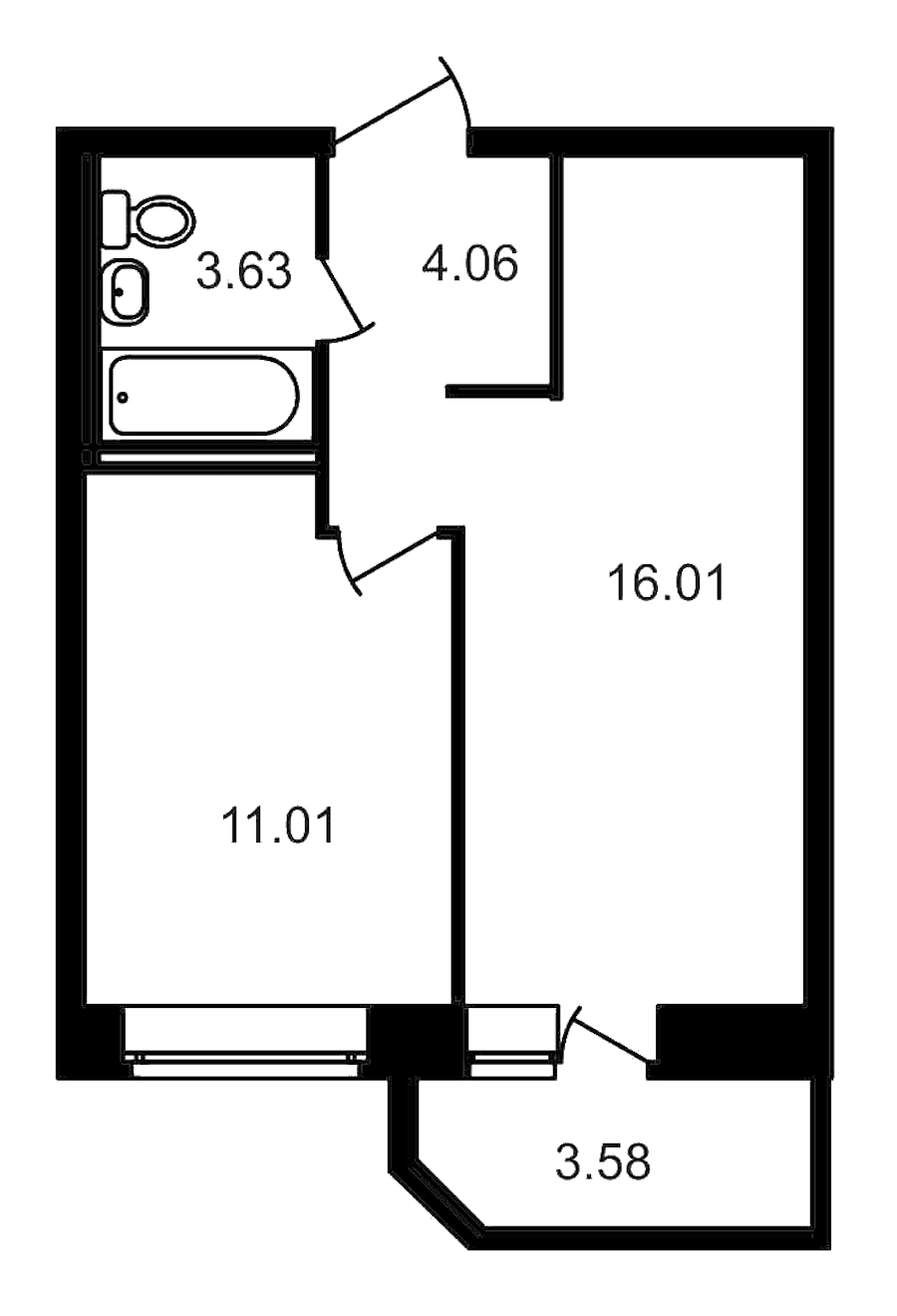 1-комнатная, 38 м² — ЖК ЖК Северный