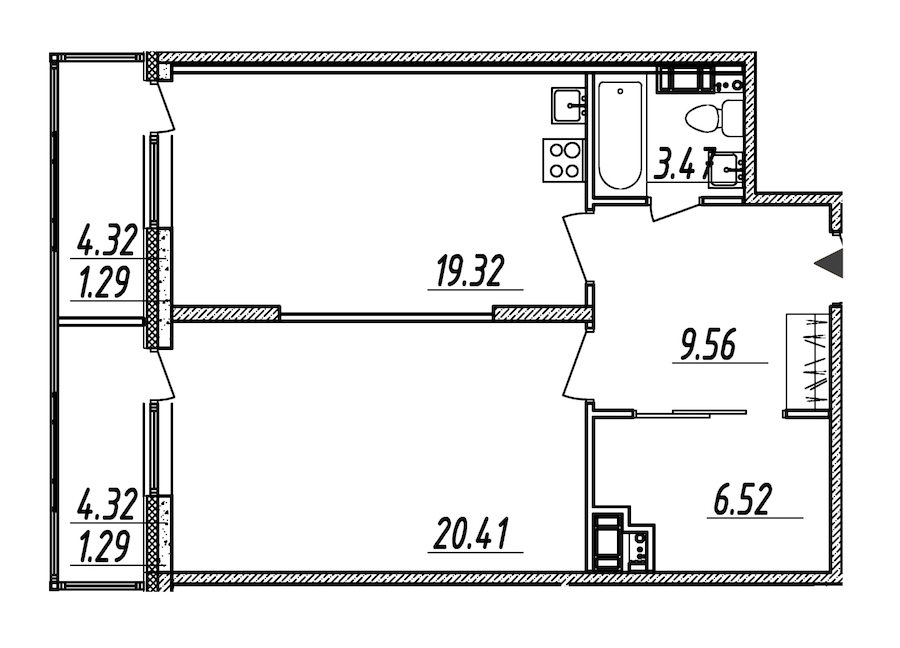1-комнатная, 62 м² — ЖК ЖК Nobelius (Нобелиус)