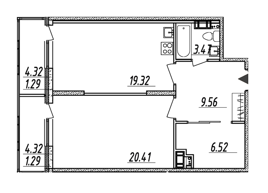 1-комнатная, 62 м² — ЖК ЖК Nobelius (Нобелиус)