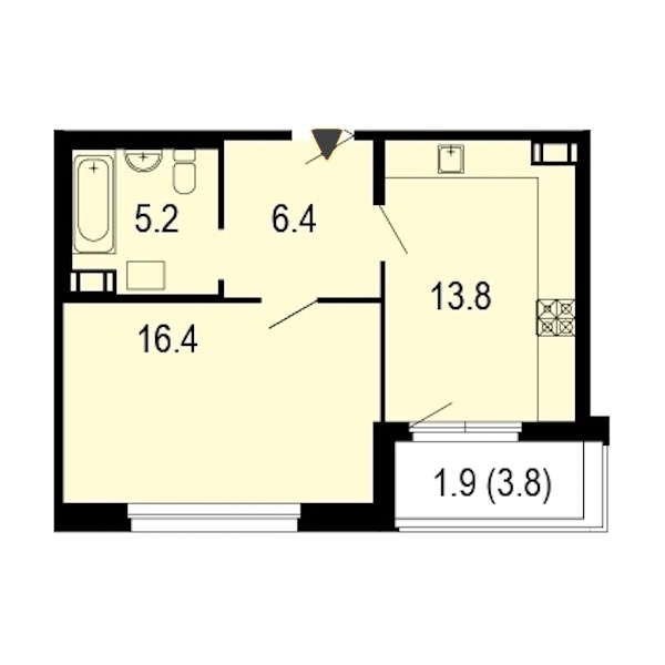 1-комнатная, 44 м² — ЖК ЖК Жемчужный берег