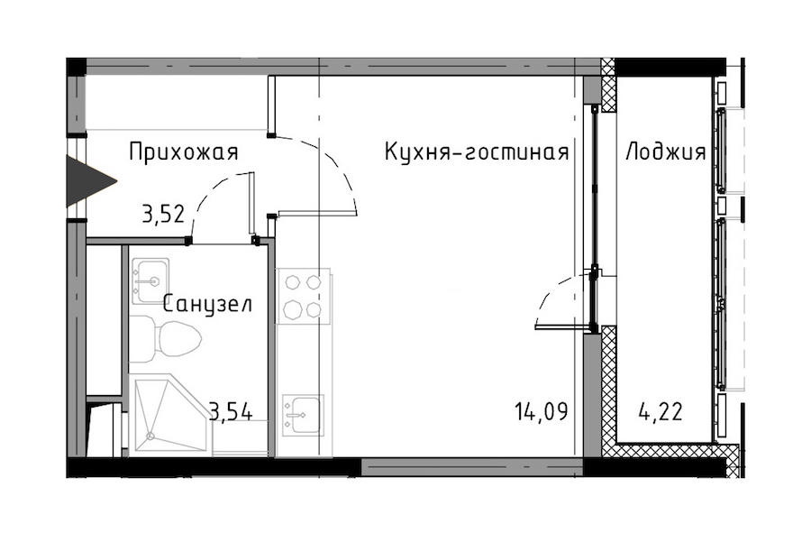 Студия, 23 м² — ЖК ЖК Нью Тайм (New Time)
