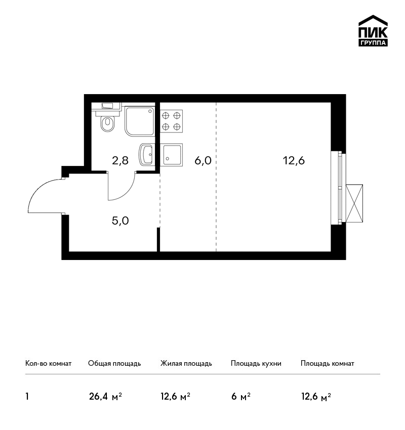 Студия, 26 м² — ЖК ЖК Орловский парк