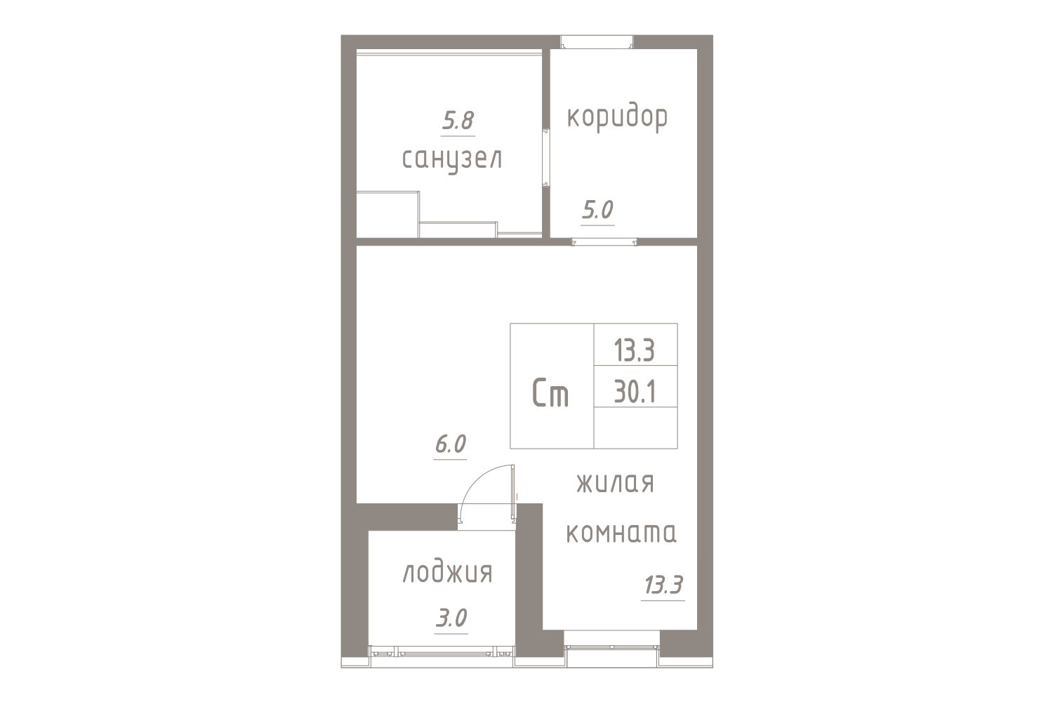 Студия, 32 м² — ЖК ЖК Лайф Лесная