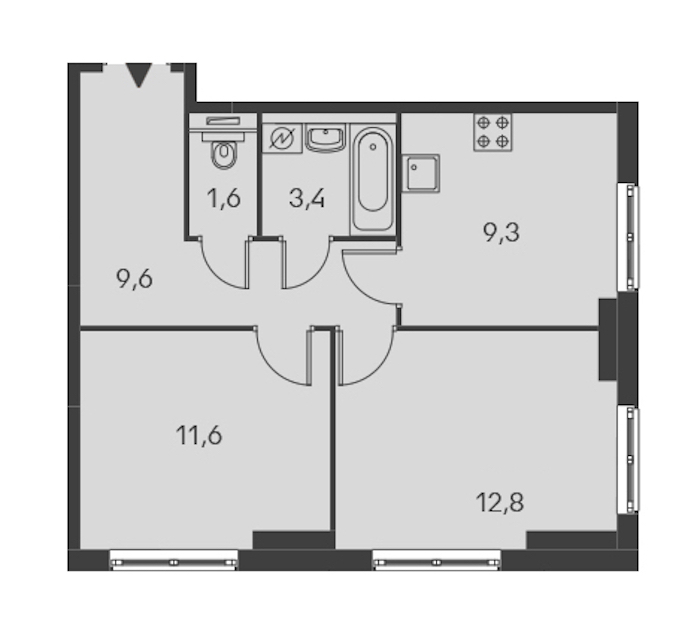 2-комнатная, 50 м² — ЖК ЖК Дальневосточный 15
