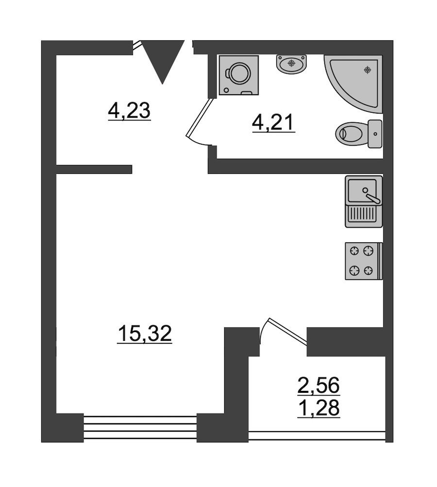 Студия, 25 м² — ЖК ЖК ID Мурино (Айди Мурино)