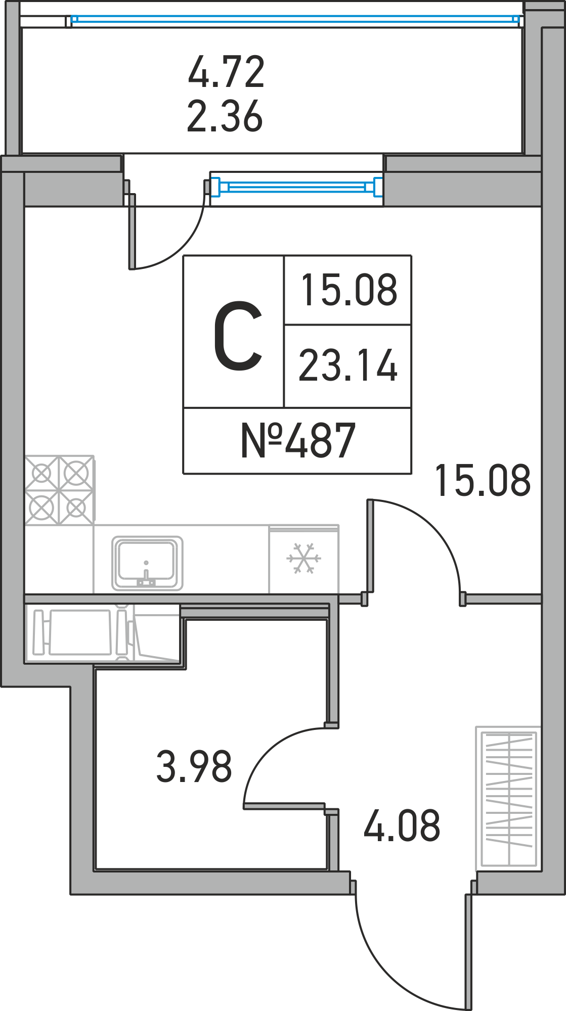 Студия, 23 м² — ЖК ЖК Дом на Львовской