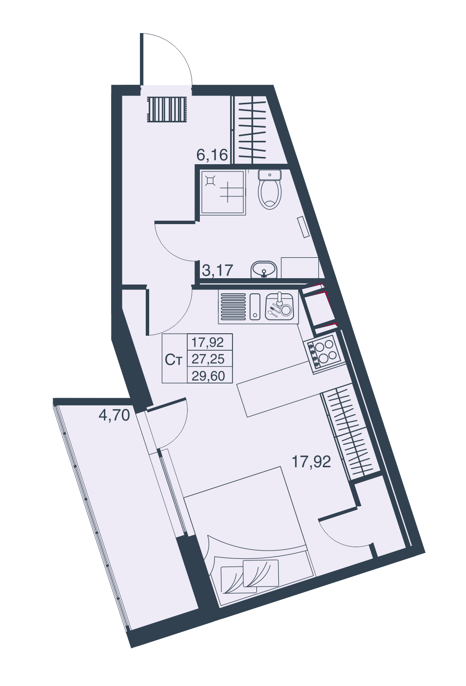 Студия, 27 м² — ЖК ЖК Мурино Парк