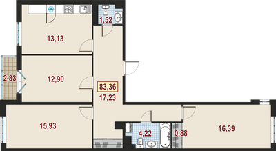 3-комнатная, 83 м² — ЖК ЖК Дом у Каретного