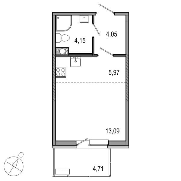 1-комнатная, 27 м² — ЖК ЖК ТАРМО