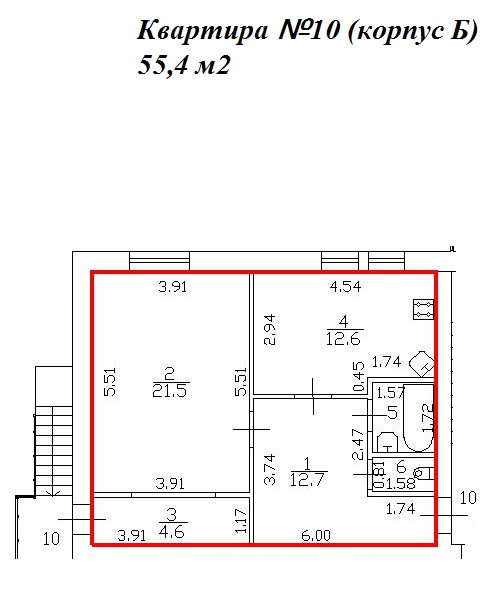 1-комнатная, 58 м² — ЖК ЖК Миранда