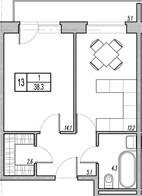 2-комнатная, 46 м² — ЖК ЖК Черничная Поляна