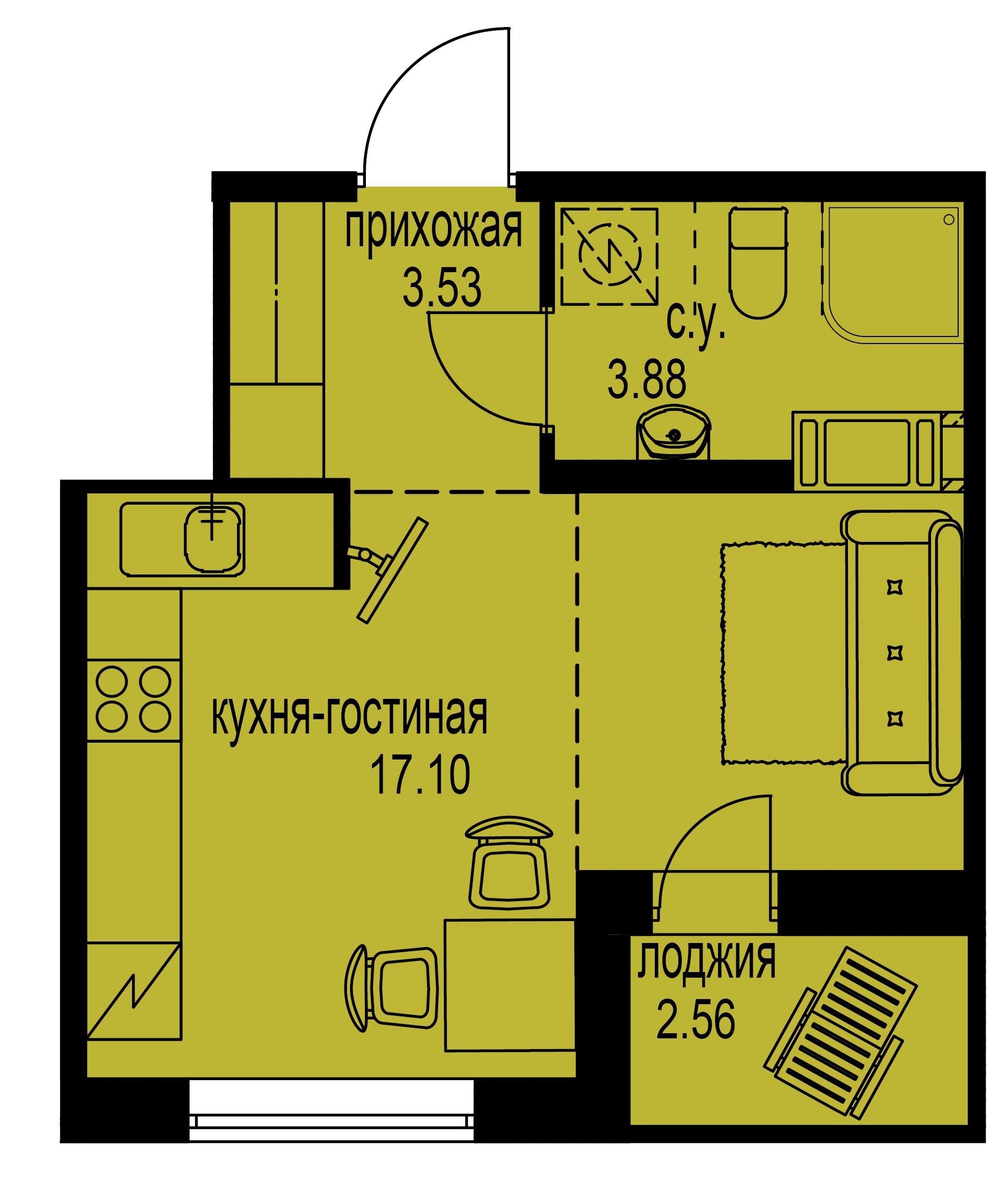 Студия, 26 м² — ЖК ЖК ID Мурино (Айди Мурино)