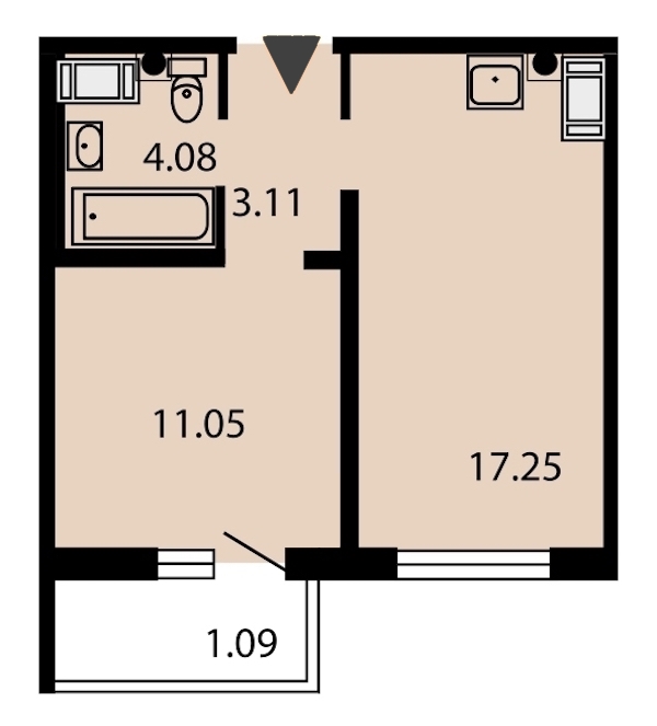 1-комнатная, 37 м² — ЖК ЖК Звездный дуэт