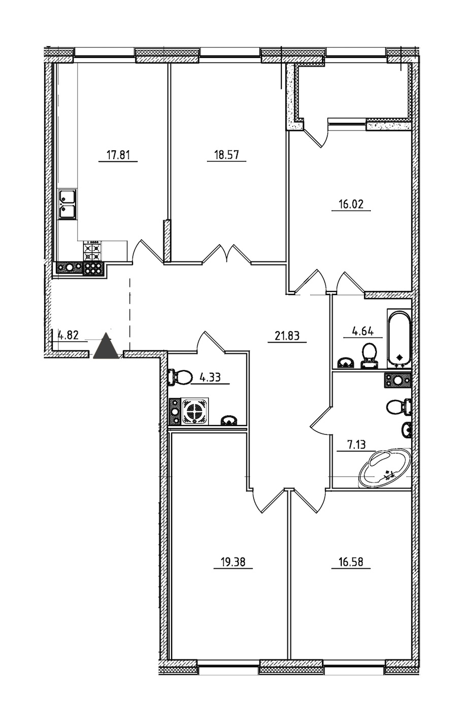 4-комнатная, 134 м² — ЖК ЖК Петровская доминанта