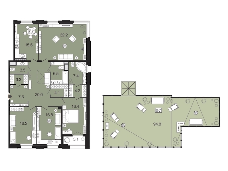 4-комнатная, 155 м² — ЖК ЖК Futurist (Футурист)