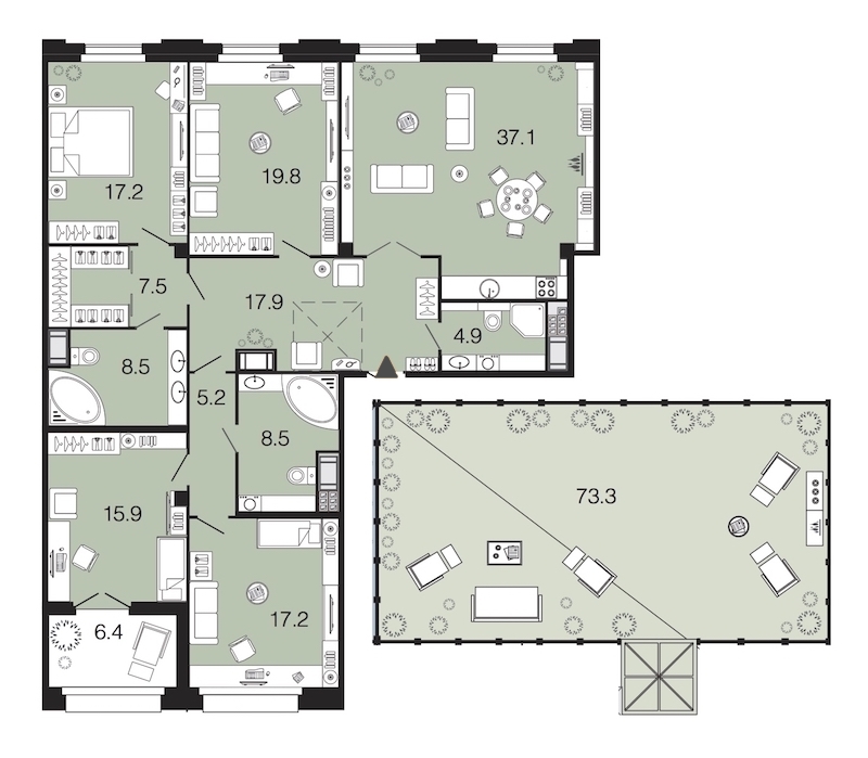 4-комнатная, 160 м² — ЖК ЖК Futurist (Футурист)