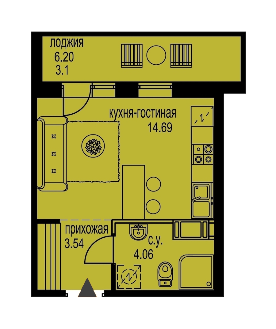 Студия, 25 м² — ЖК ЖК ID Мурино (Айди Мурино)