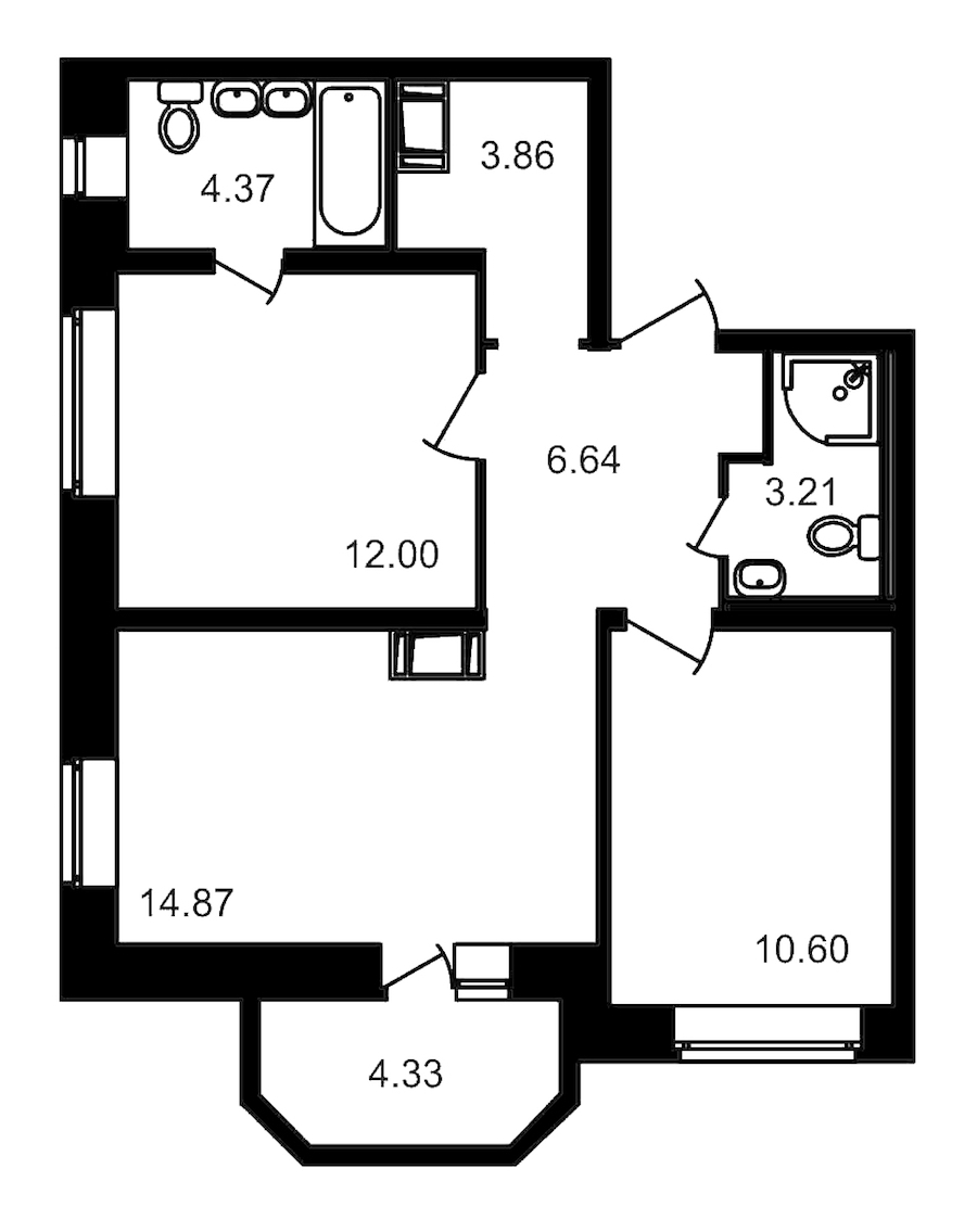 2-комнатная, 60 м² — ЖК ЖК Северный