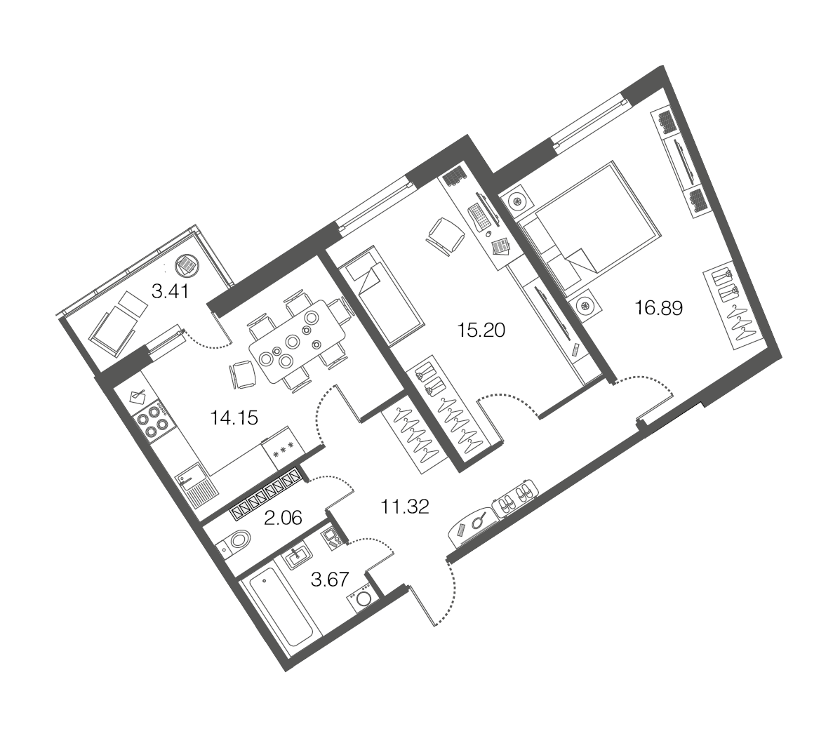2-комнатная, 63 м² — ЖК ЖК ЭкоСити