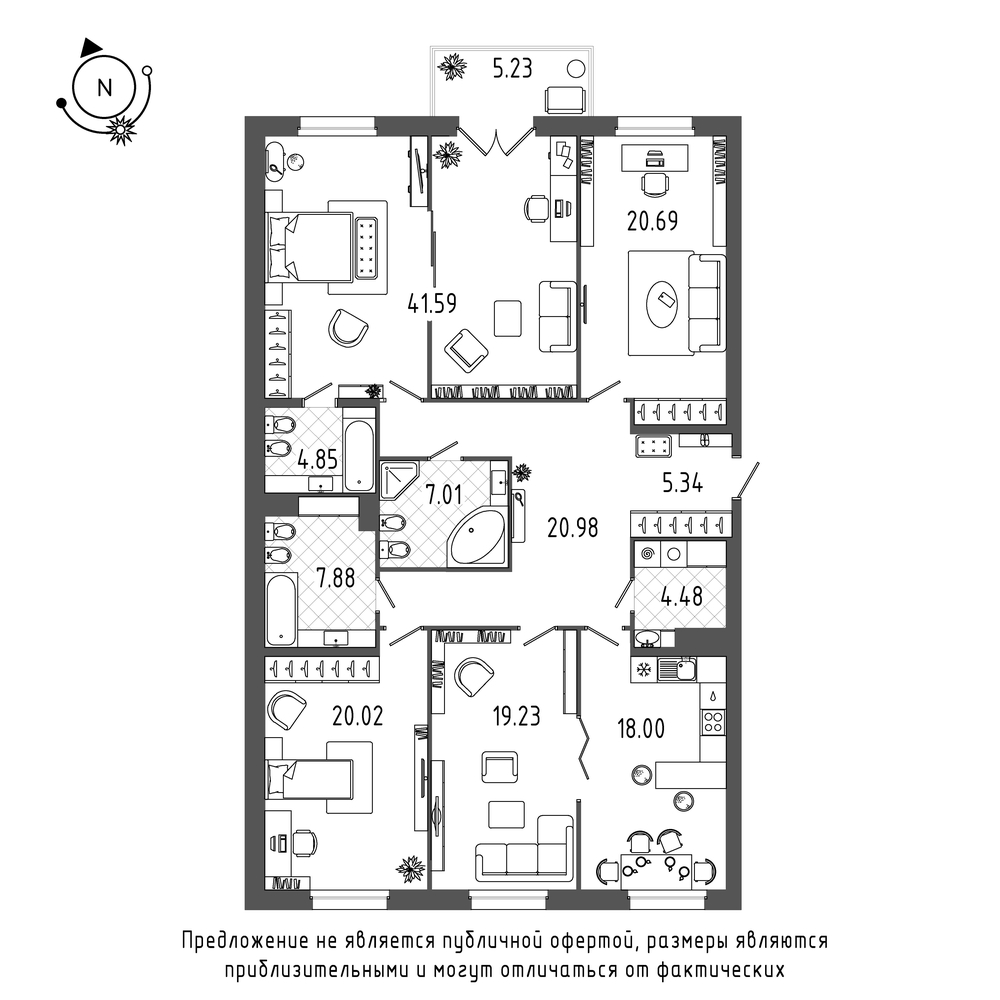 4-комнатная, 172 м² — ЖК ЖК Петровская доминанта