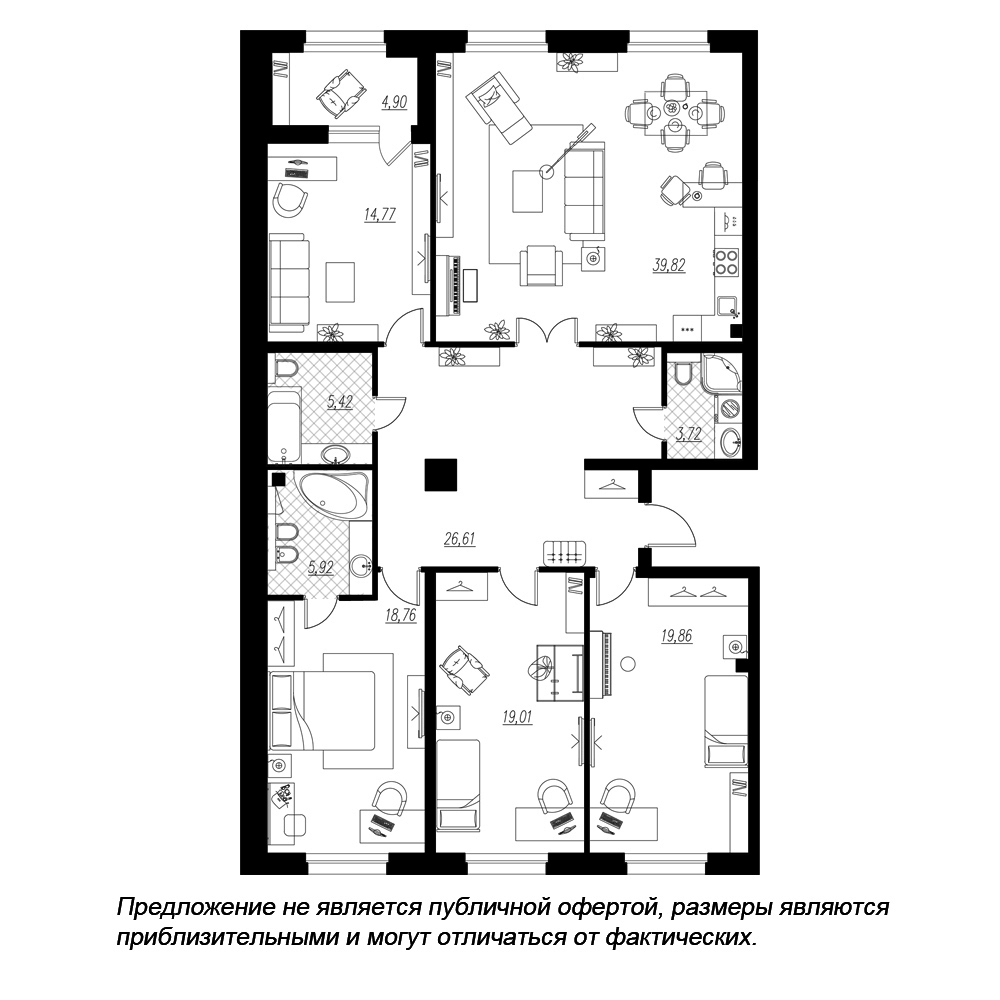 3-комнатная, 156 м² — ЖК ЖК Петровская доминанта
