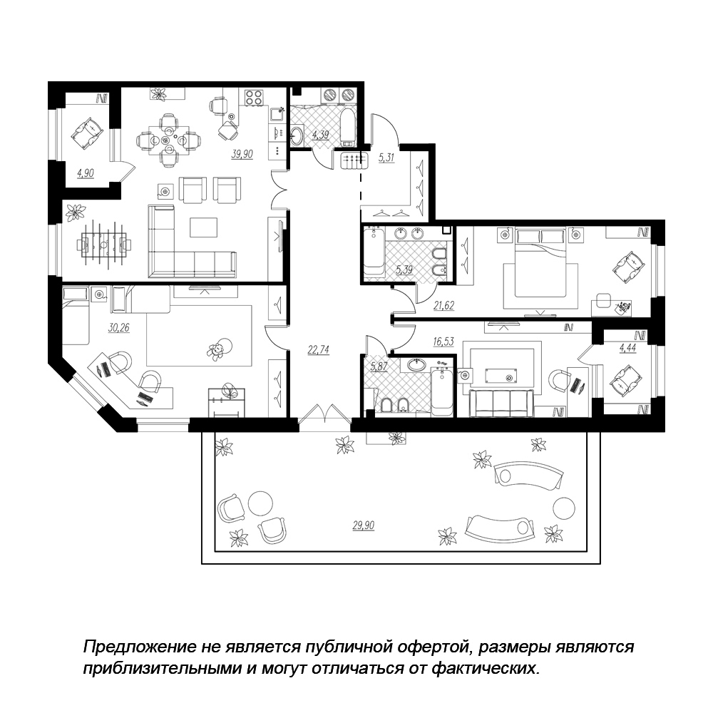 3-комнатная, 171 м² — ЖК ЖК Петровская доминанта