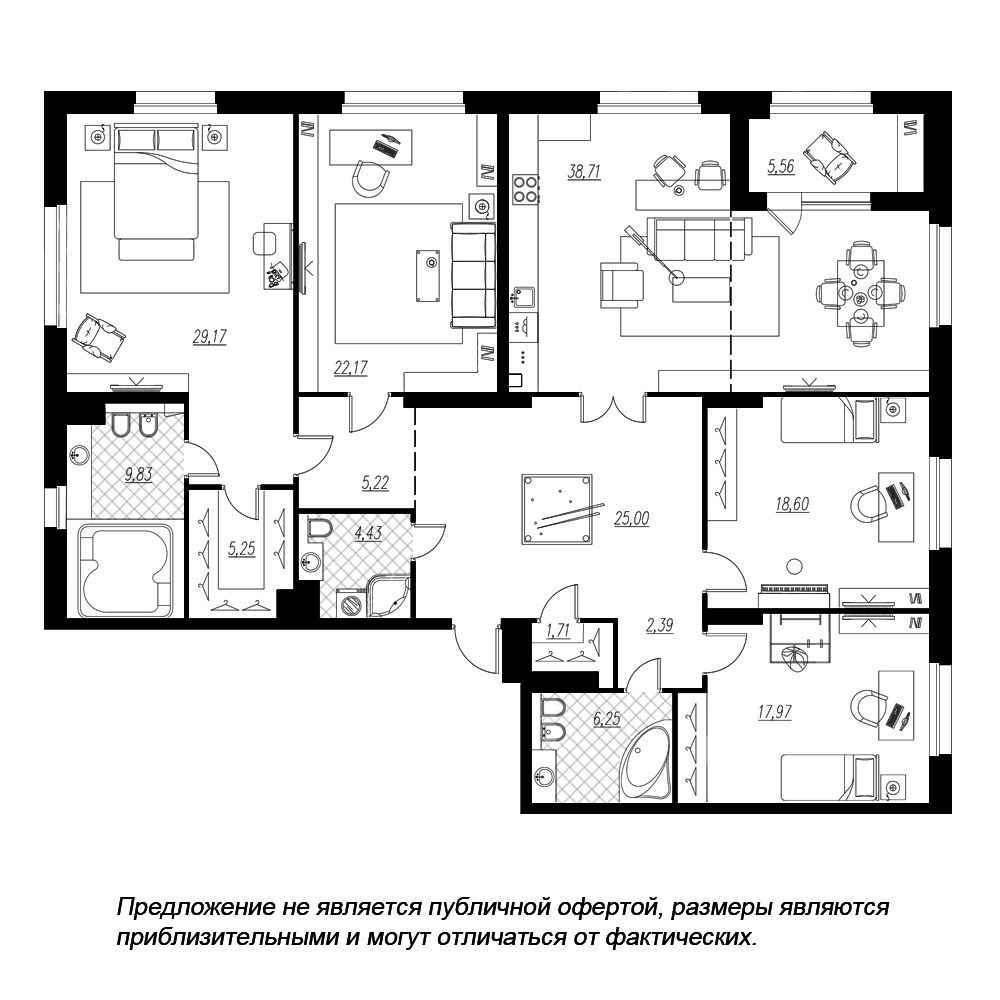 4-комнатная, 217 м² — ЖК ЖК Петровская доминанта