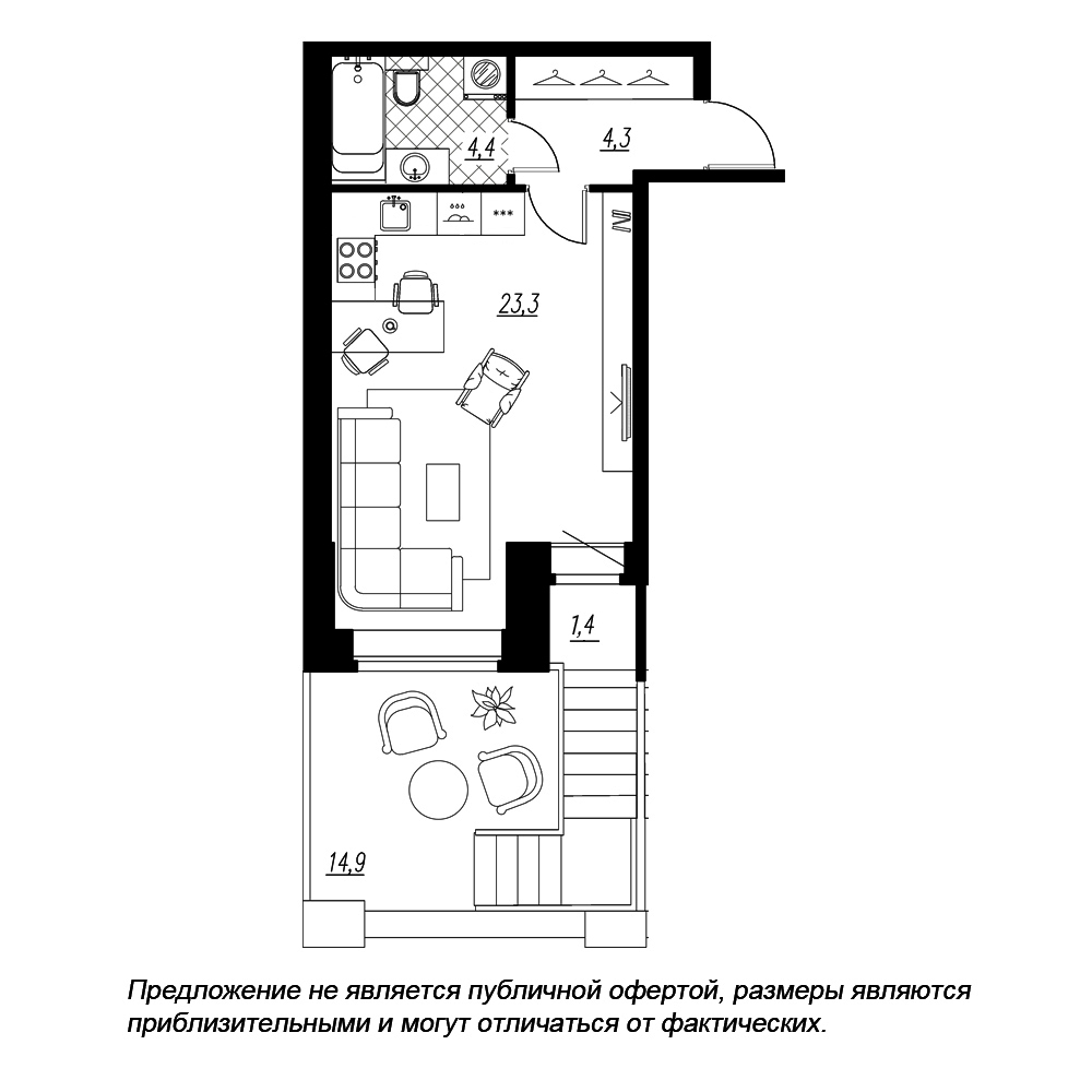 Студия, 37 м² — ЖК ЖК Эталон на Неве