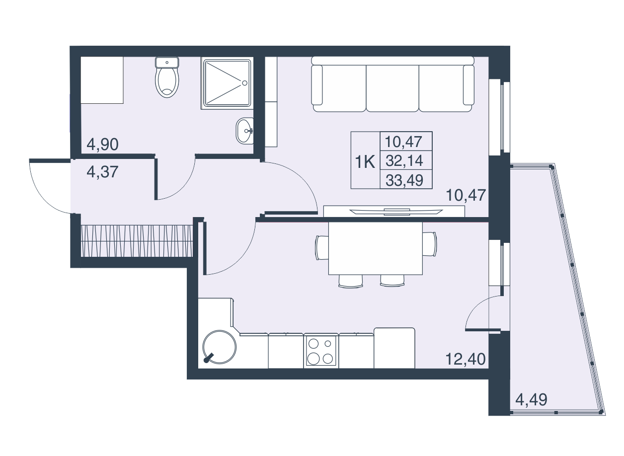 1-комнатная, 32 м² — ЖК ЖК Муринские высоты