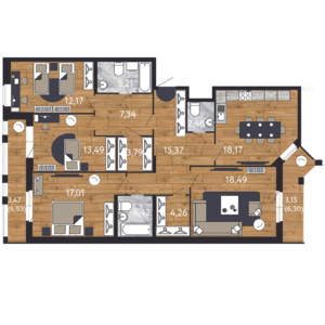 4-комнатная, 130 м² — ЖК ЖК "Георг Ландрин"