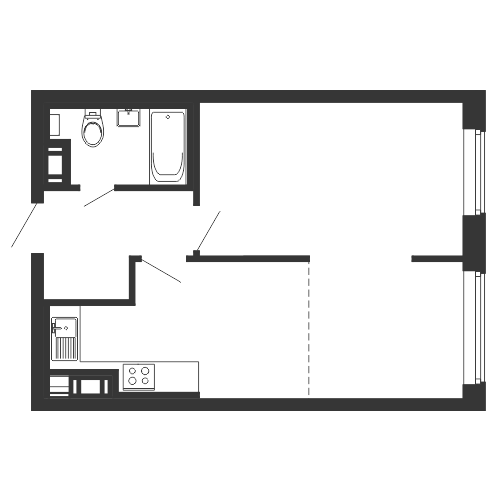 1-комнатная, 43 м² — ЖК ЖК Морская Звезда