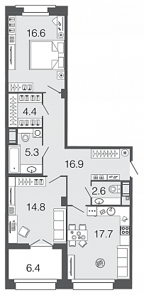 2-комнатная, 78 м² — ЖК ЖК Futurist (Футурист)