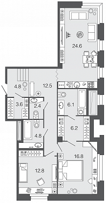 2-комнатная, 95 м² — ЖК ЖК Futurist (Футурист)