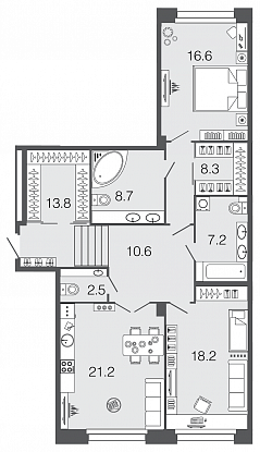 2-комнатная, 107 м² — ЖК ЖК Futurist (Футурист)