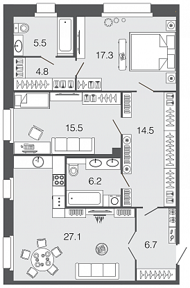 2-комнатная, 98 м² — ЖК ЖК Futurist (Футурист)
