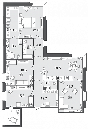 4-комнатная, 153 м² — ЖК ЖК Futurist (Футурист)