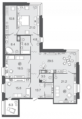 4-комнатная, 153 м² — ЖК ЖК Futurist (Футурист)